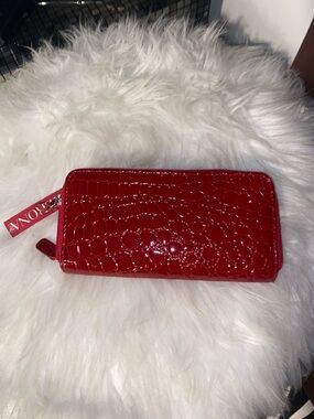 Merona Red Croc-Embossed Zip-Around Wallet